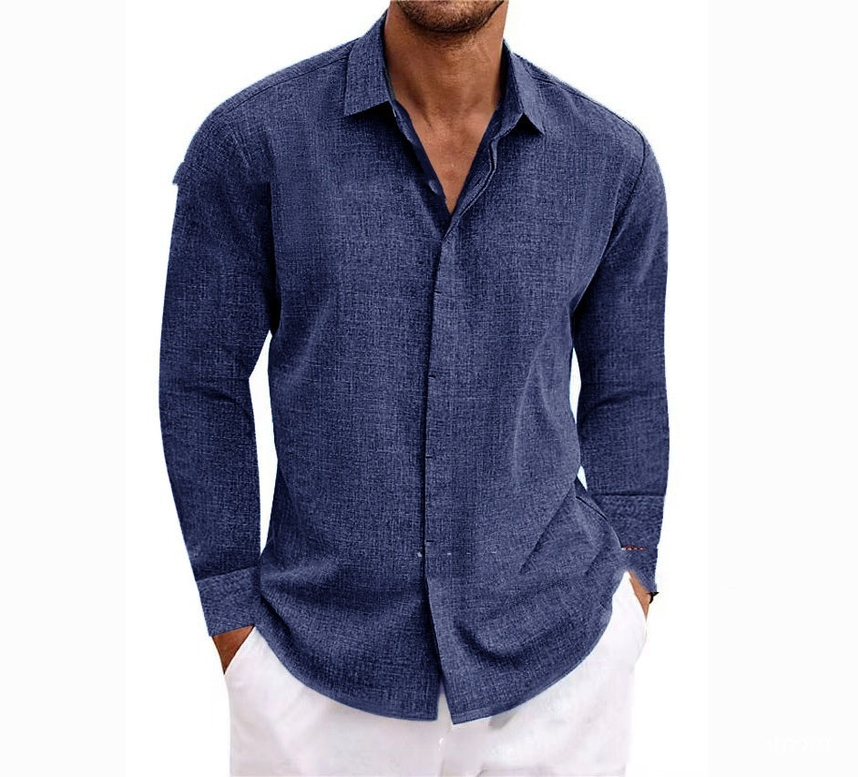 Men's Long Sleeve Linen Button Up Shirt