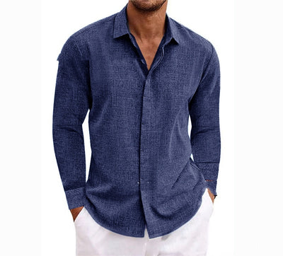 Men's Long Sleeve Linen Button Up Shirt