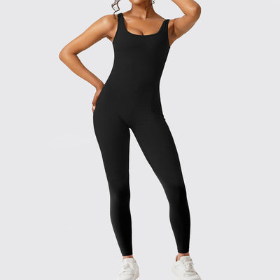 Women's Sleeveless One Piece Jumpsuit - Flared Bottom