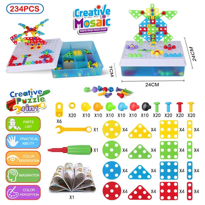 Children's Creative Mosaic Drill and Tools Building Kit