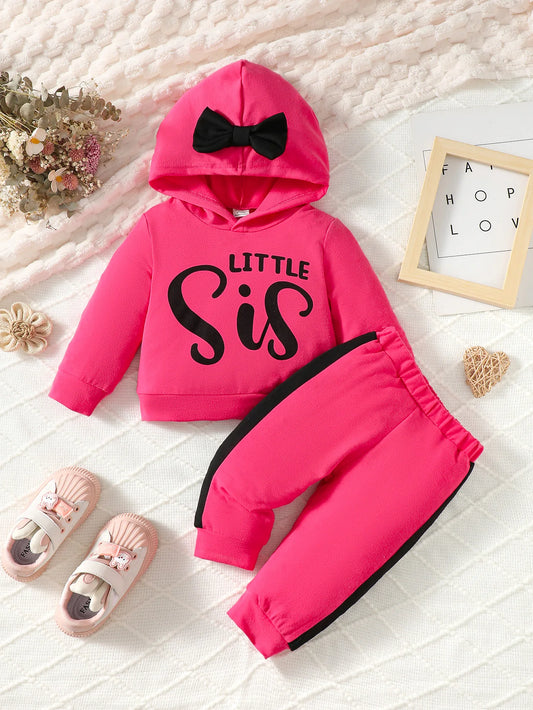 Baby and Toddler Pink Little Sis Jacket Set - Jacket and Pants