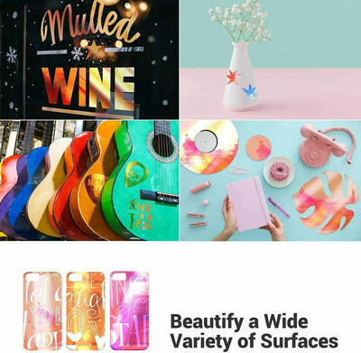 HTVRONT 12pcs 12X12 Inch Holographic Adhesive Vinyl Sheets Sticky Craft Sticker Film Permanent Vinyl for DIY Cup Window