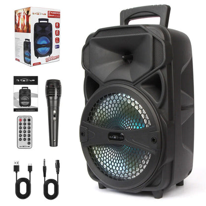 1000W Portable Bluetooth Karaoke Speaker with LED Light Display and Mic