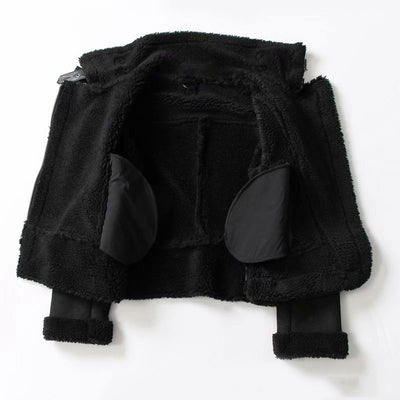 Women's Winter Wool Sued Biker Coat