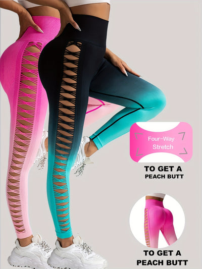 Women's Side Ripped Butt Lift Yoga Leggings 2 Pack