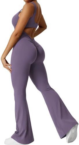 Women's Sleeveless One Piece Jumpsuit - Flared Bottom