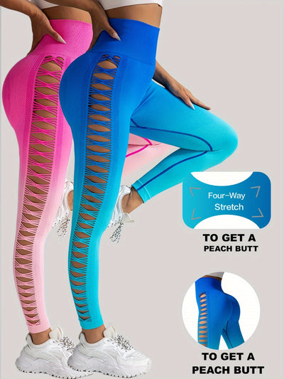 Women's Side Ripped Butt Lift Yoga Leggings 2 Pack