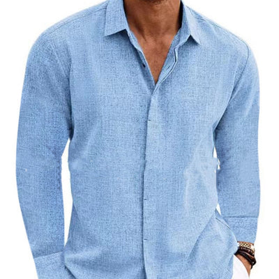 Men's Long Sleeve Linen Button Up Shirt