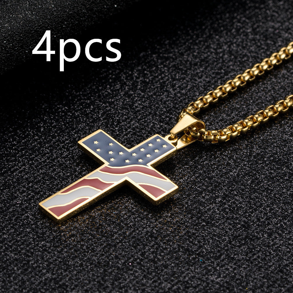 American Flag Cross Necklace