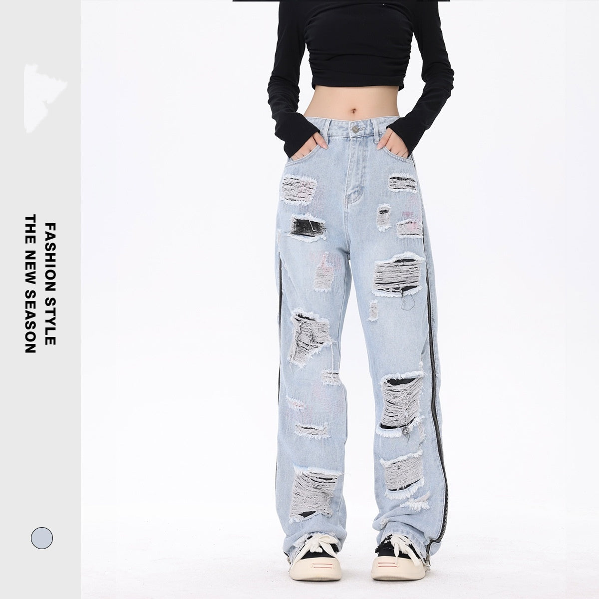 Women's Retro Loose Washed Jeans