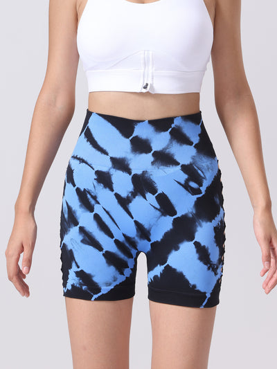 Women's Tie Dye Side Bow Yoga Shorts
