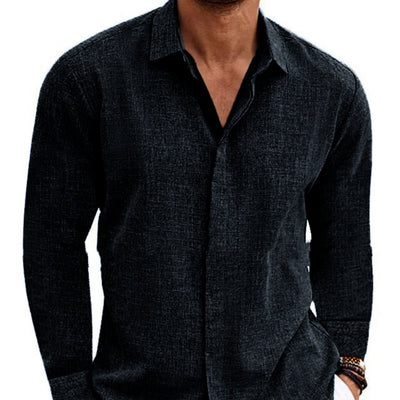 Men's Long Sleeve Linen Button Up Shirt