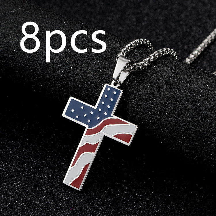 American Flag Cross Necklace