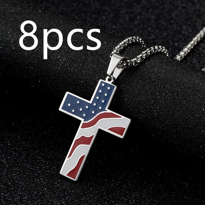 American Flag Cross Necklace