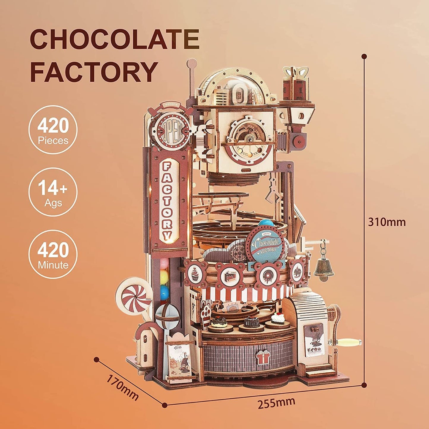 Robotime ROKR Marble Chocolate Factory 3D Wooden Puzzle