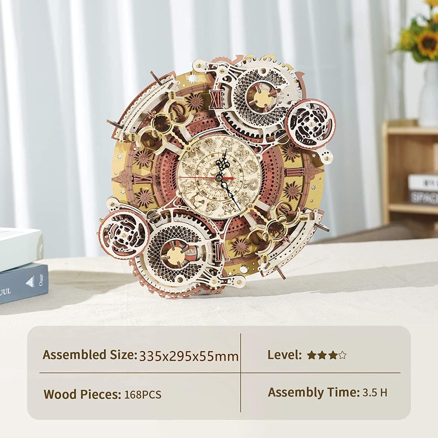 Robotime ROKR Zodiac Wall Clock 3D Wooden Puzzle