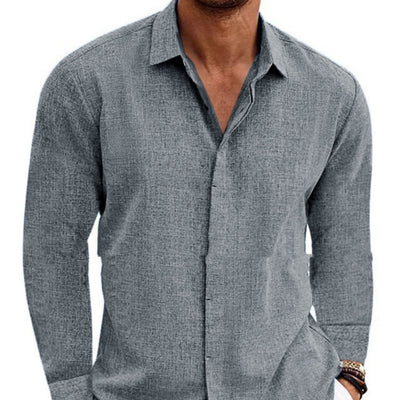 Men's Long Sleeve Linen Button Up Shirt