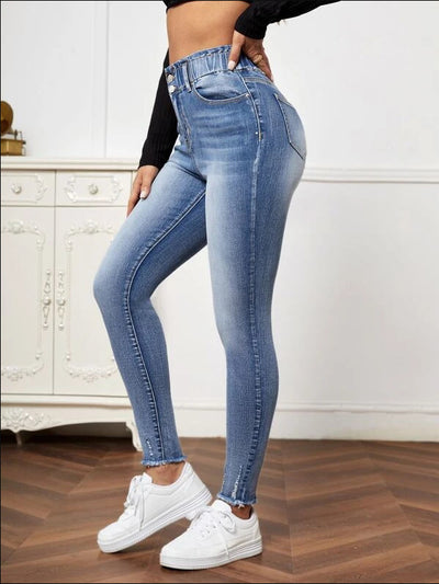 Women's High Waste Elastic Skinny Jeans