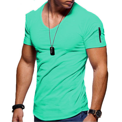 Men's Short Sleeve Cotton V-Neck T Shirt