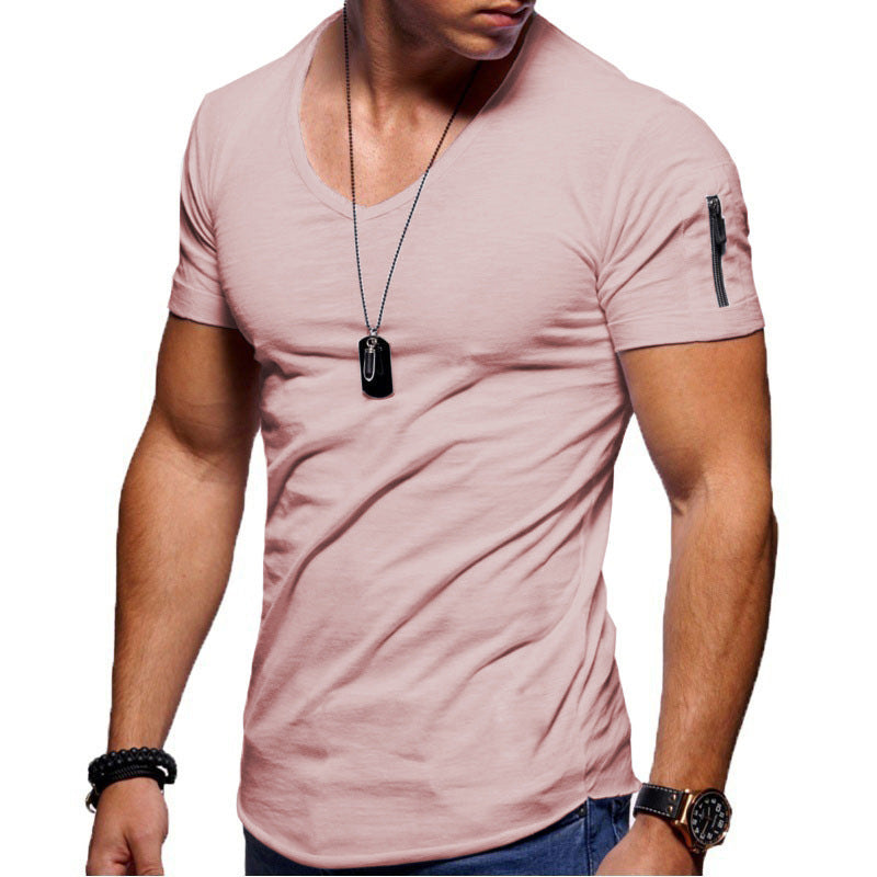 Men's Short Sleeve Cotton V-Neck T Shirt