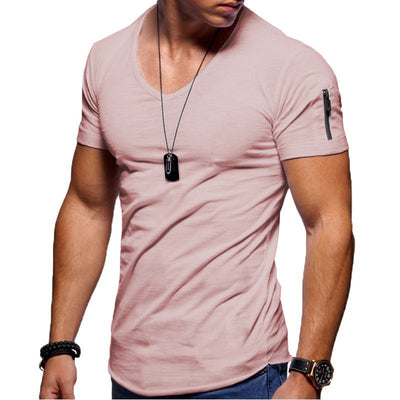 Men's Short Sleeve Cotton V-Neck T Shirt