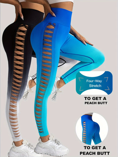 Women's Side Ripped Butt Lift Yoga Leggings 2 Pack
