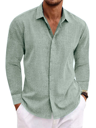 Men's Long Sleeve Linen Button Up Shirt