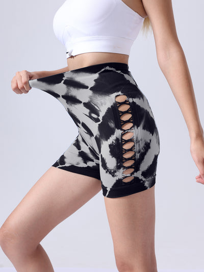 Women's Tie Dye Side Bow Yoga Shorts