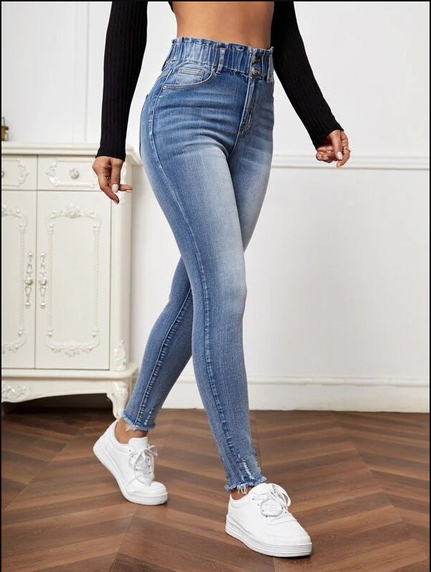 Women's High Waste Elastic Skinny Jeans