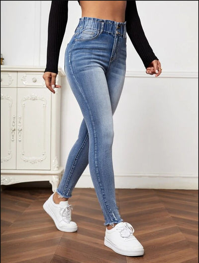 Women's High Waste Elastic Skinny Jeans