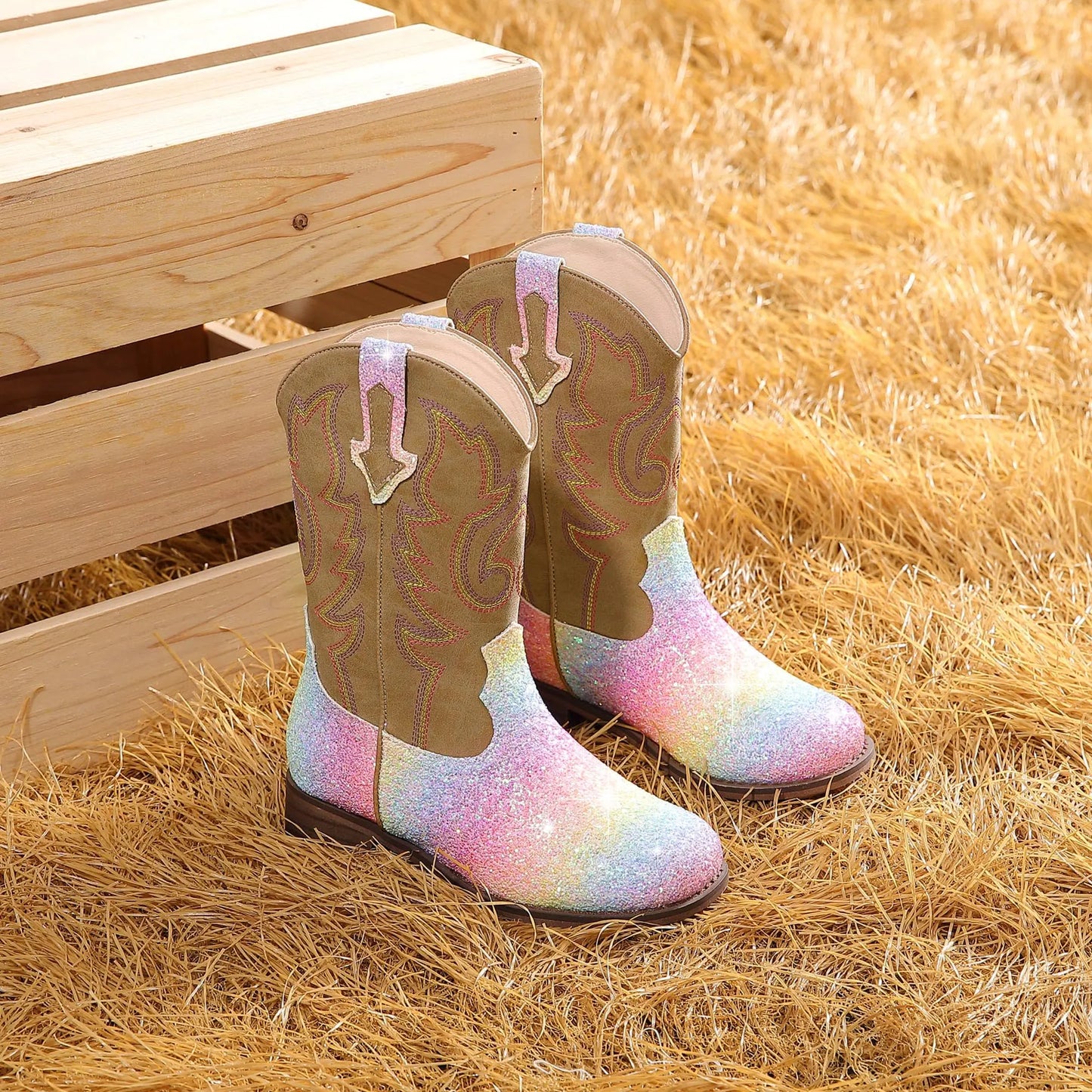 Girls Toddler Rainbow Cowboy Boots